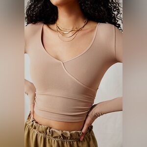 Free people latte wrap long sleeve crop